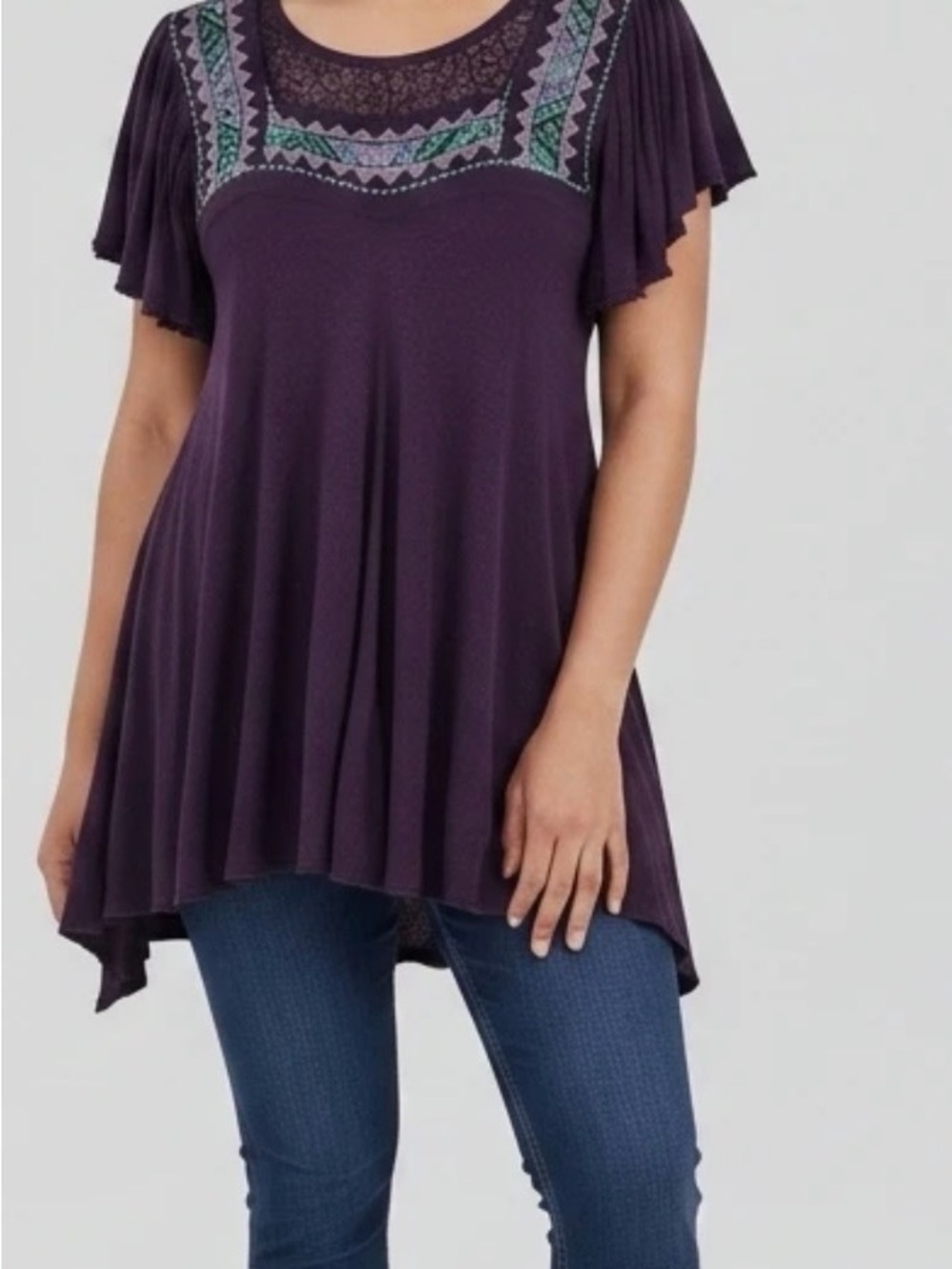 Free People Saffron Embroidered Tunic Top - Large